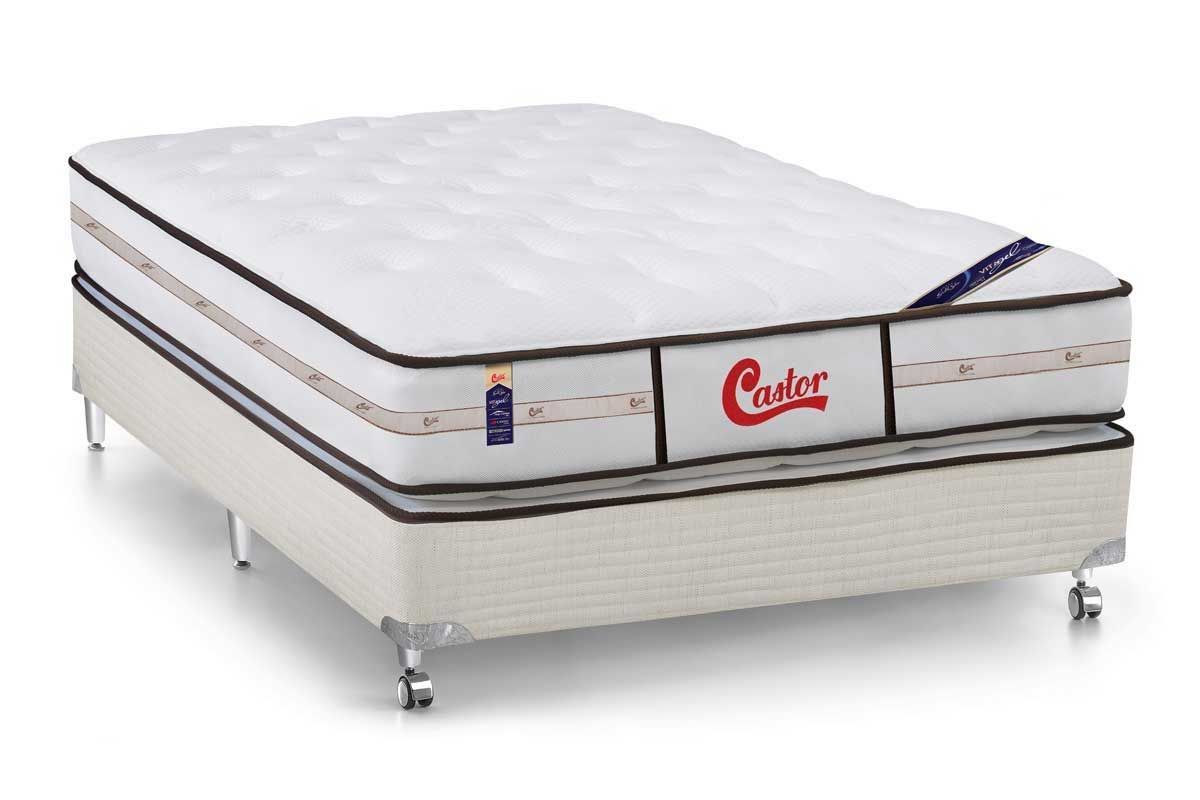 Cama Box CRC +Colchão Molas Vitagel Classic Castor