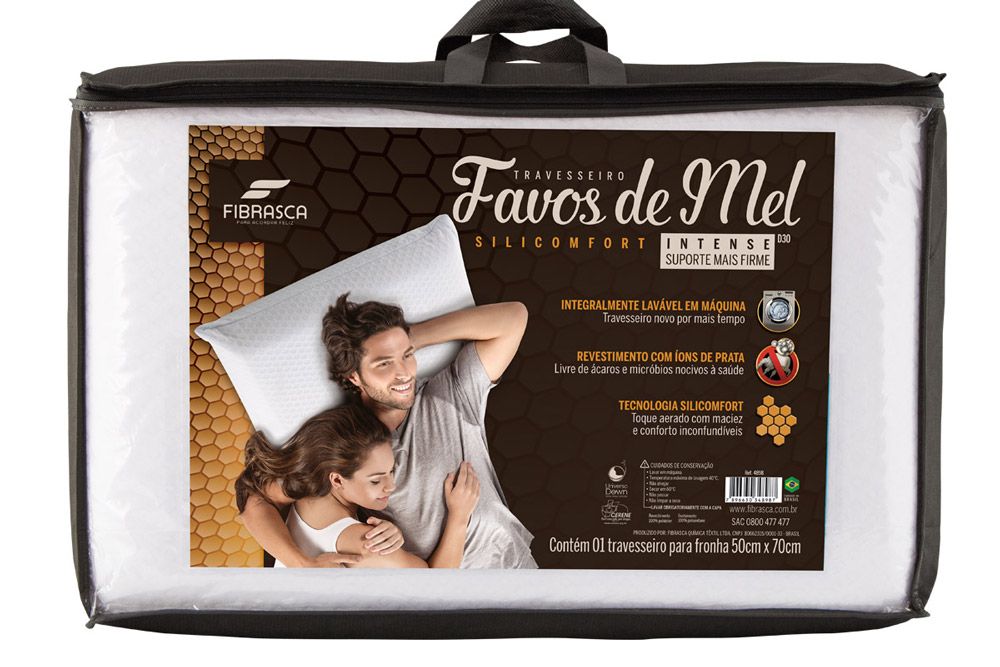 Travesseiro Fibras Pluma Favos de Mel Fibrasca 70x50