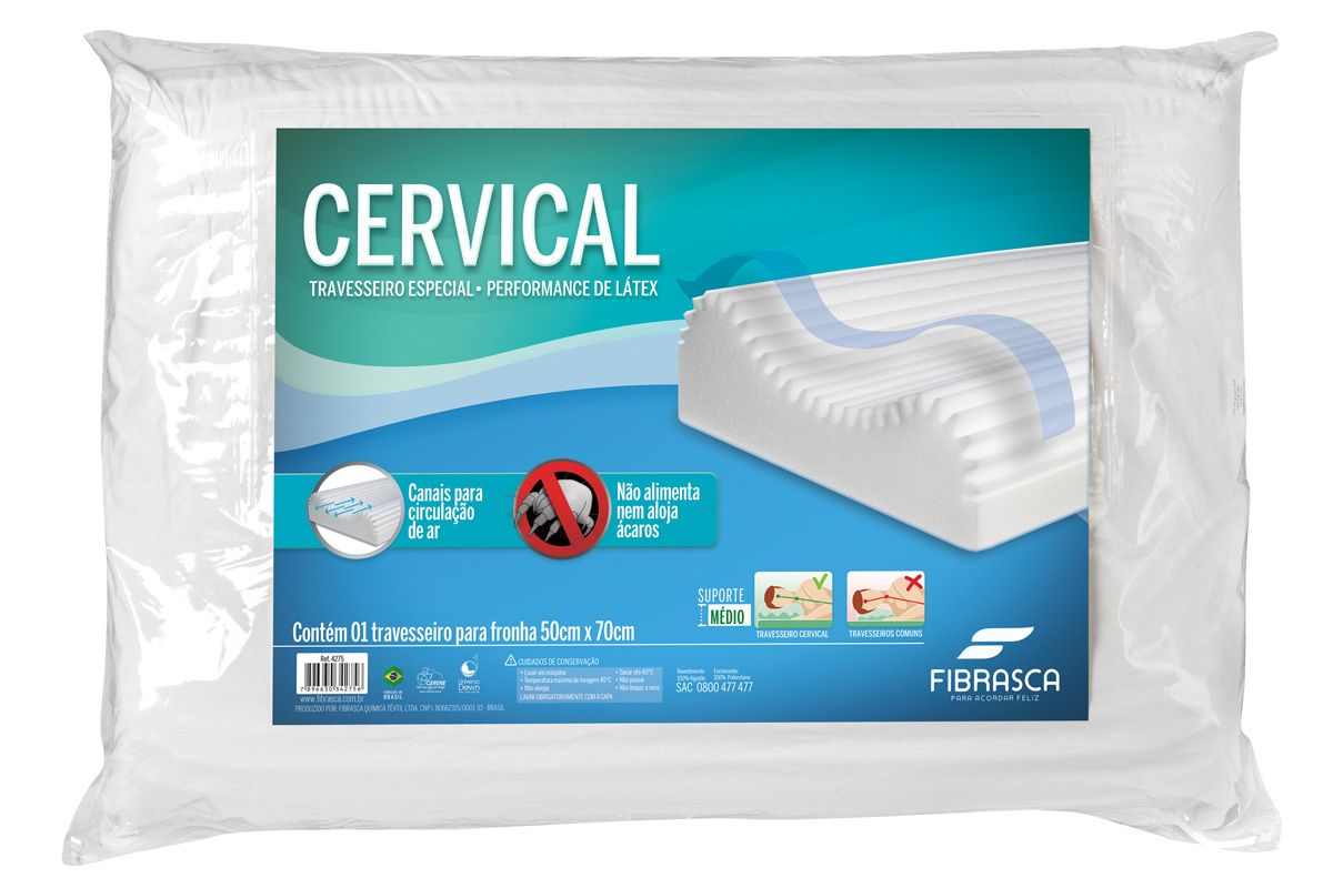 Travesseiro Látex Cervical Anatômico Performance Fibrasca