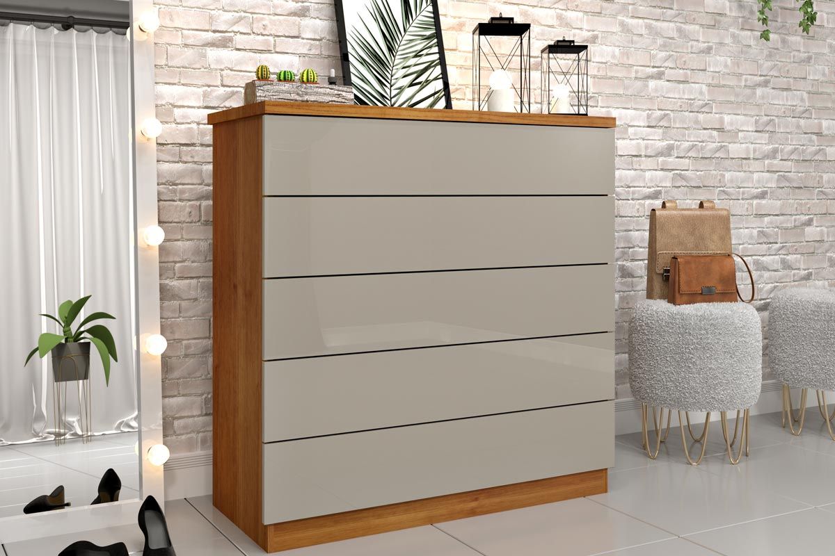 Cômoda Premium c/5 Gavetas Branco/Neve Tcil