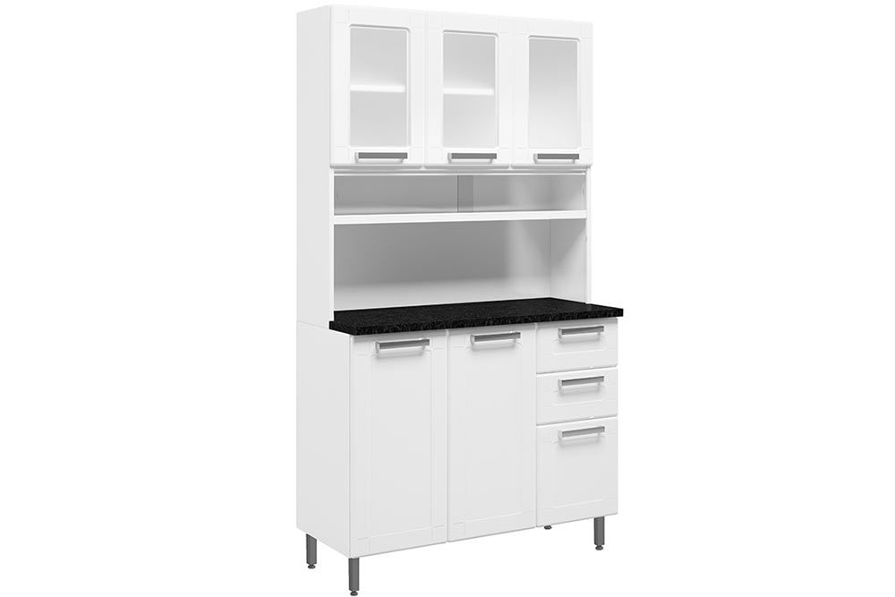 Cozinha Compacta Bertolini Múltipla c/6 Portas (3 c/Vidro) e 2 Gavetas 105cm