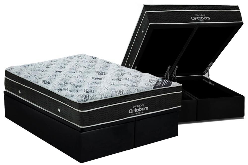 Cama Box Baú CRC +Colchão Molas Light Ortobom