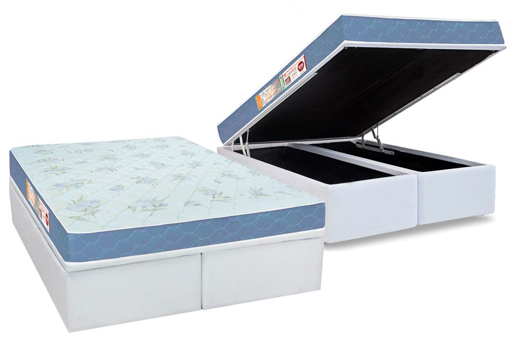 Cama Box Baú CRC +Colchão Espuma D45 SleepMax Castor