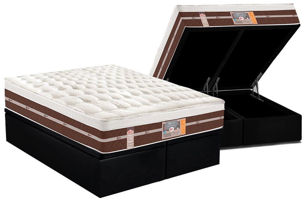 Cama Box Baú CRC +Colchão Molas S Star HD Castor