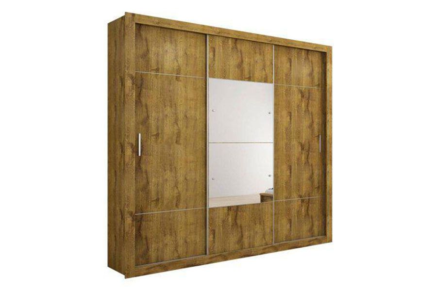 Guarda Roupa Casal 3 Portas Correr c/Espelho 4Gavs Arezzo/Medelim Cumaru N. Horizonte