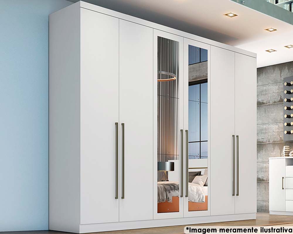 Guarda Roupa Casal 6 Portas c/Espelho 6Gavs Dello/Trento Canela/Fendi N. Horizonte
