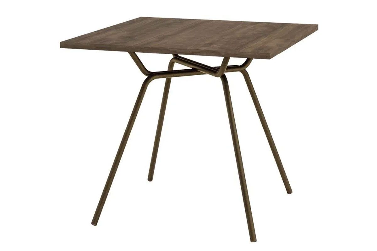 Mesa Jantar 1557 Aço c/Tampo Madeirado 90x90cm Carraro