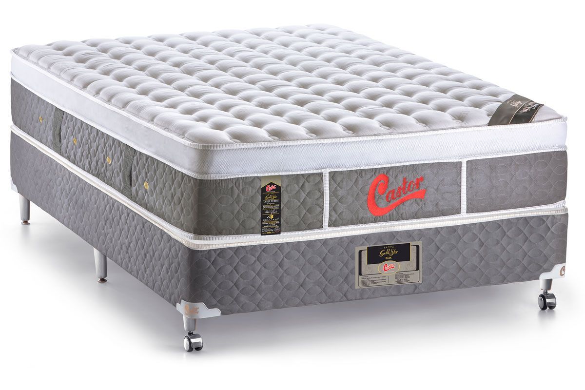 Cama Box CRC +Colchão Molas Light Plush Castor