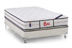 Colchão Castor Molas Pocket Gold Star Vitagel Classic Double Face + Cama Box Universal Courano White