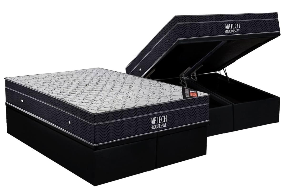 Cama Box Baú CRC +Colchão Molas Airtech Ortobom