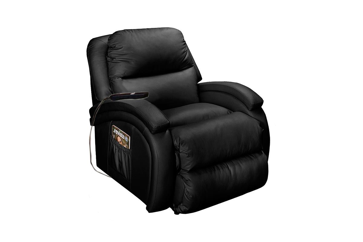Poltrona Reclinável p/ Sala Motorizada c/Vibro Massagem Divino Urbany Zero Wall Giro e Balanço Corano Preto Probel