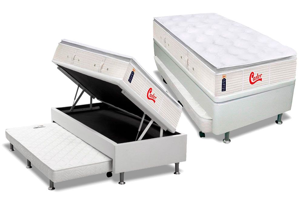 Cama Baú c/Aux CRC +Colchão Molas Vitagel SLX Castor