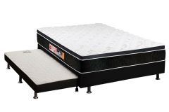Cama Box c/Aux Filhão +Colchão D33 Black White Castor