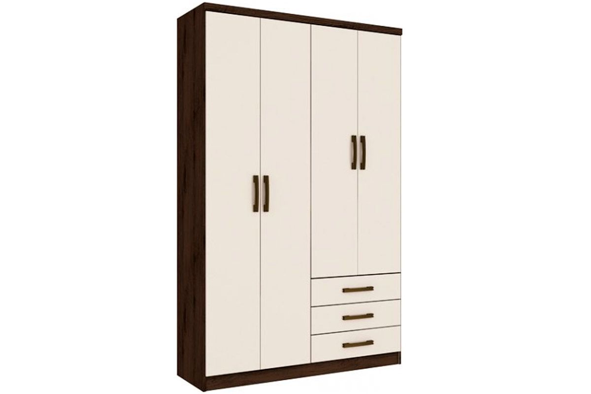 Guarda Roupa Casal 4 Portas e 3 Gavetas Caju Henn