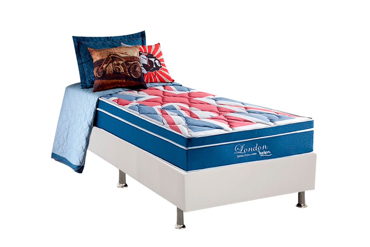 Cama Box CRC +Colchão Molas London Anjos