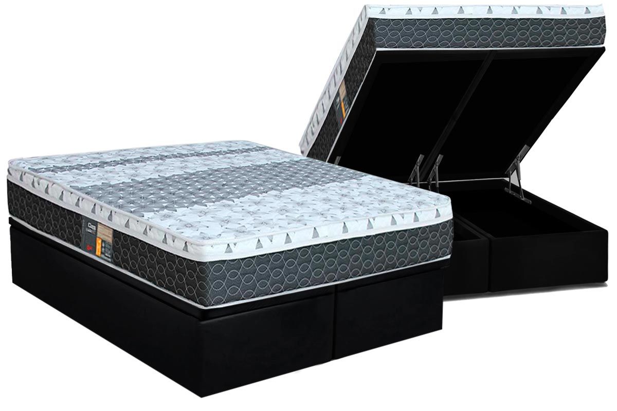 Cama Box Baú CRC +Colchão Molas Class Castor