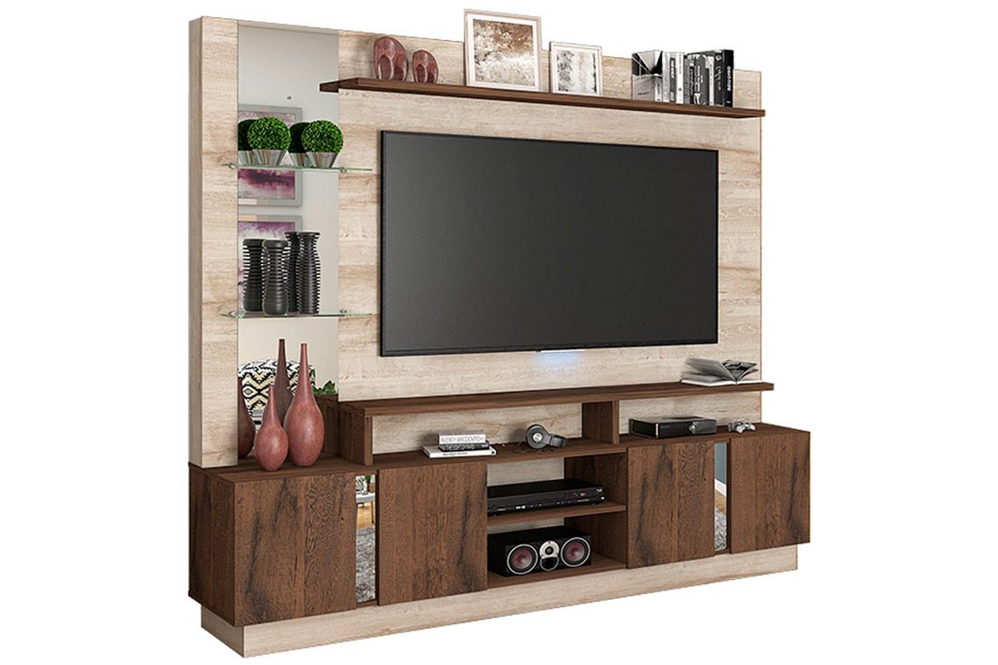 Home p/ TV até 55 Pol Munique c/4 Portas e Nichos Permóbili