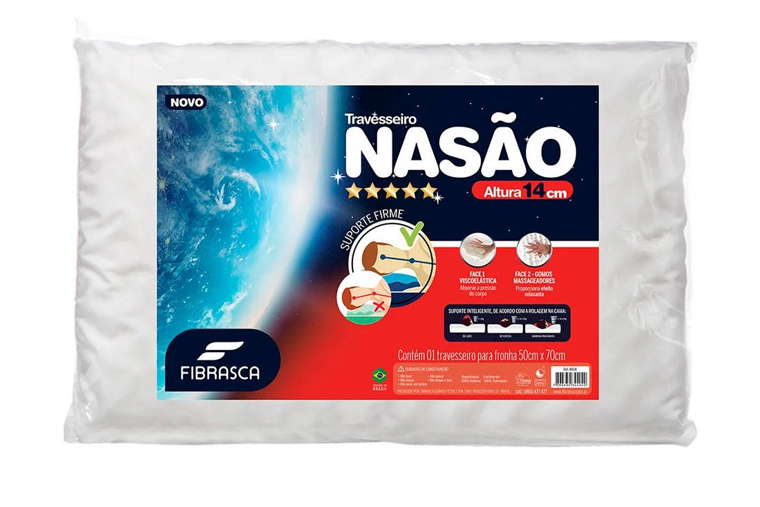 Travesseiro Viscoelástico Nasão Massageador Fibrasca