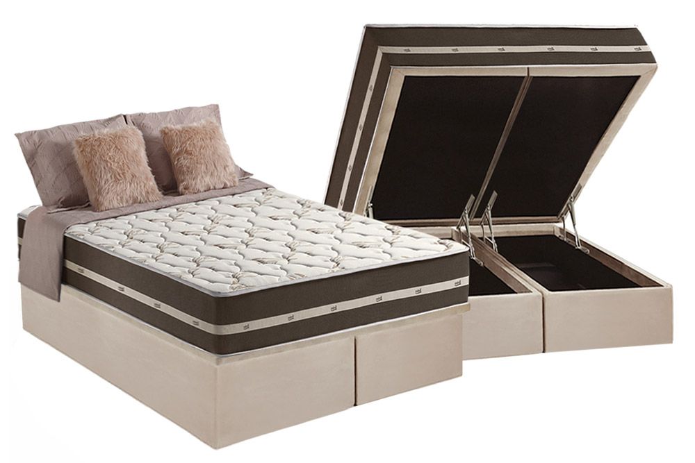 Cama Box Baú Filhão +Colchão Molas Classic Anjos