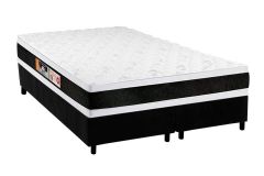 Cama Box Filhão +Colchão Espuma D45 Black White Castor