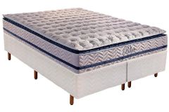 Cama Box: Colchão Molas Ensacadas Paropas MasterPocket Blue + Base CRC Rústico White