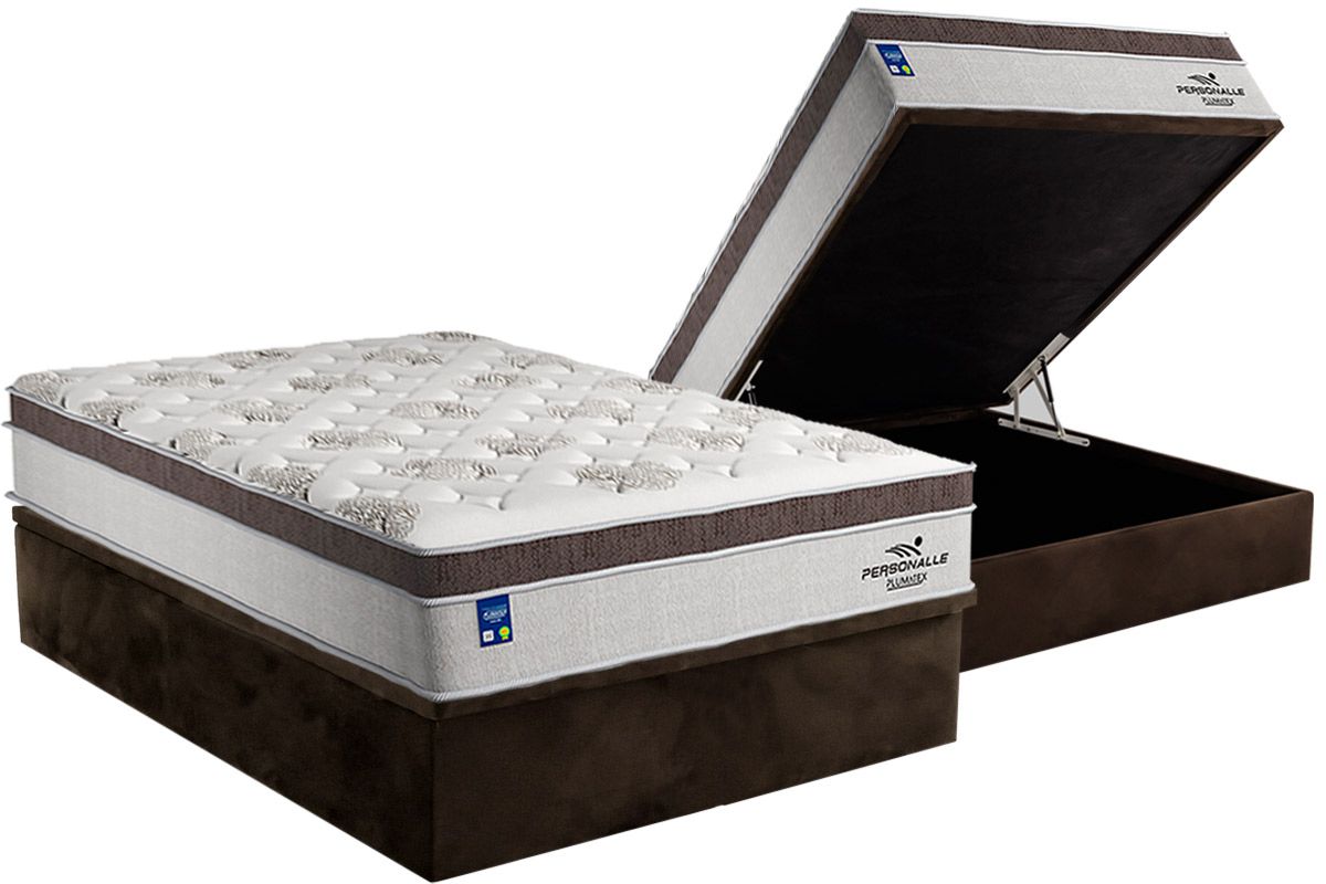 Cama Box Baú CRC +Colchão Molas Personalle Plumatex