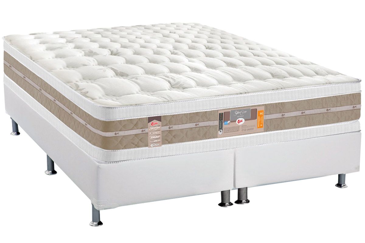 Cama Box CRC +Colchão Molas Silver Sr Castor