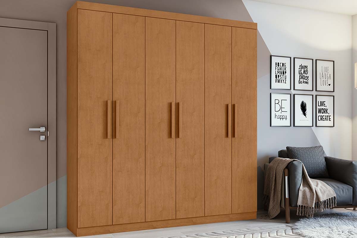 Guarda Roupa Casal 6 Portas e 3 Gavetas Jazz Frassino Lopas