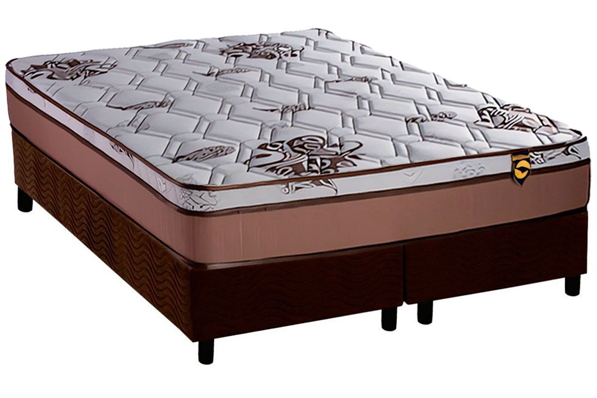 Cama Box CRC +Colchão Molas Caribe Luckspuma