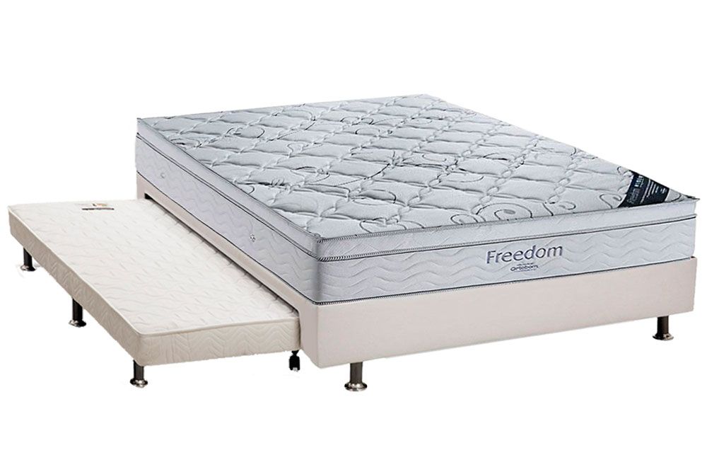 Cama Box c/Aux Filhão +Colchão Molas Freedom Ortobom
