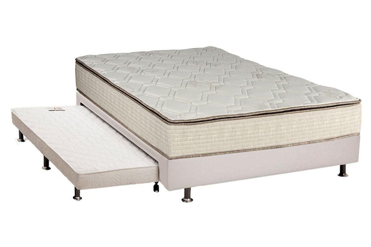 Cama Box c/Aux Filhão +Colchão Molas Montreal Luckspuma