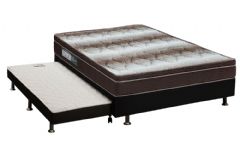 Cama Box c/Auxiliar: Colchão Ortopédico Ortobom Light + Base CRC Courano Black