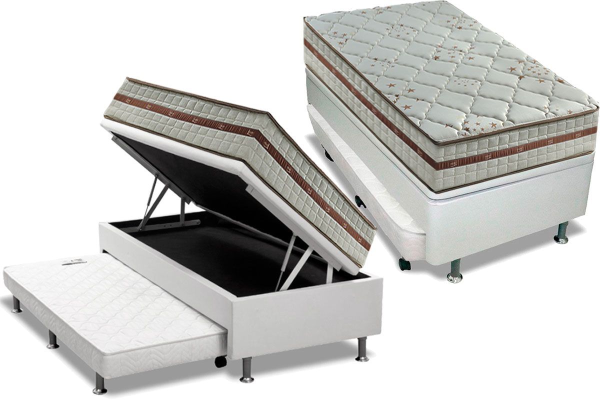 Cama Baú c/Aux Filhão +Colchão Molas Classic Anjos