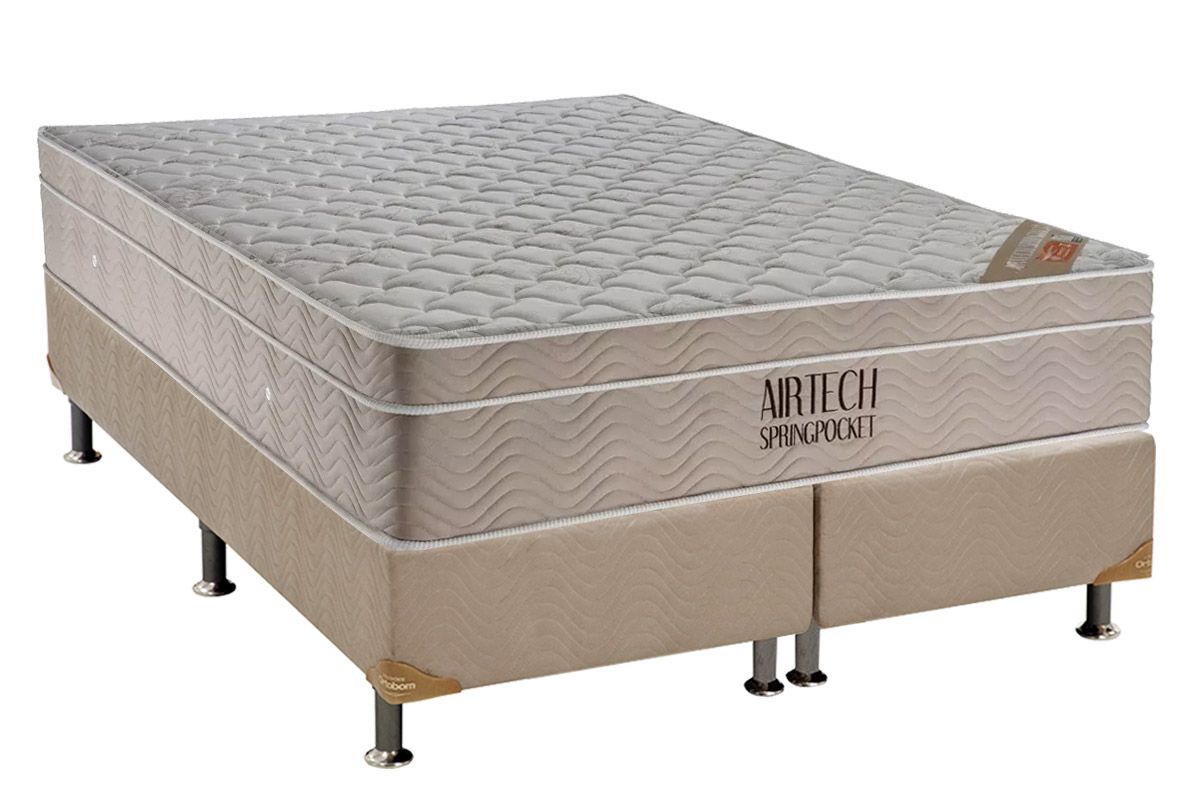 Cama Box CRC +Colchão Molas Airtech Ortobom