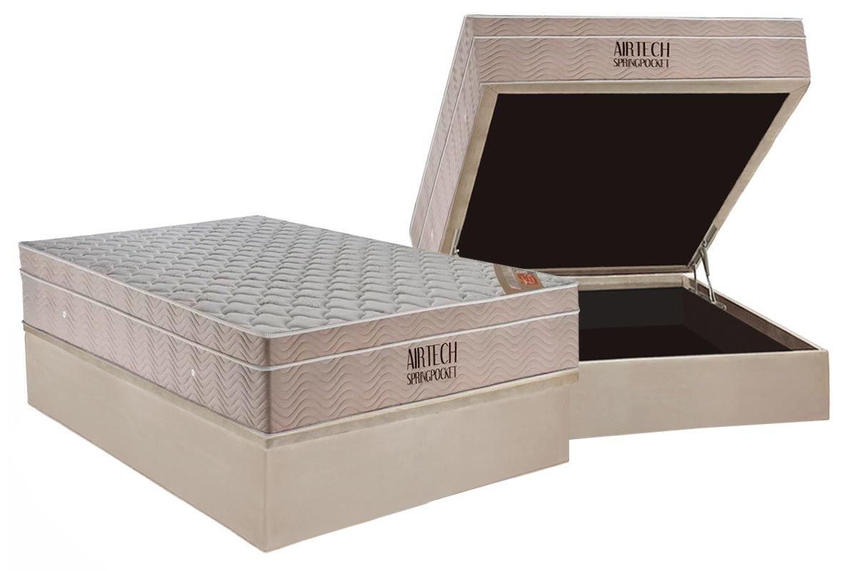 Cama Box Baú CRC +Colchão Molas Airtech Ortobom