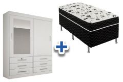 Cama Box Conjugada Casal Union Ortobom + Guarda Roupa Sonare