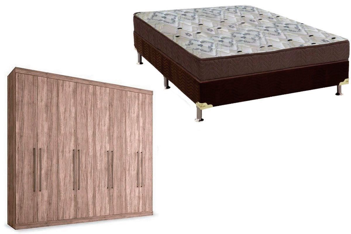 Cama Box Casal + Colchão D45 Ortobom + Guarda Roupa Master Vip 8.4