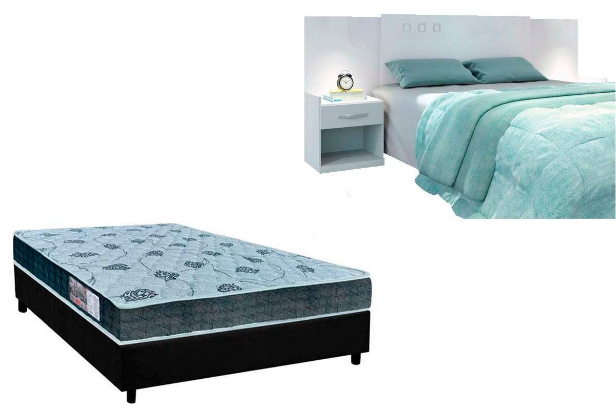Cama Box Casal CRC + Colchão D45 Cecina + Cabeceira Plus
