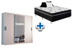 Cama Box Conjugada Casal Union Ortobom + Guarda Roupa Veneza Luxo