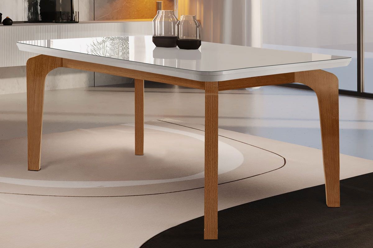 Mesa Jantar Londrina c/Tampo MDF/Vidro 120cm Rufato