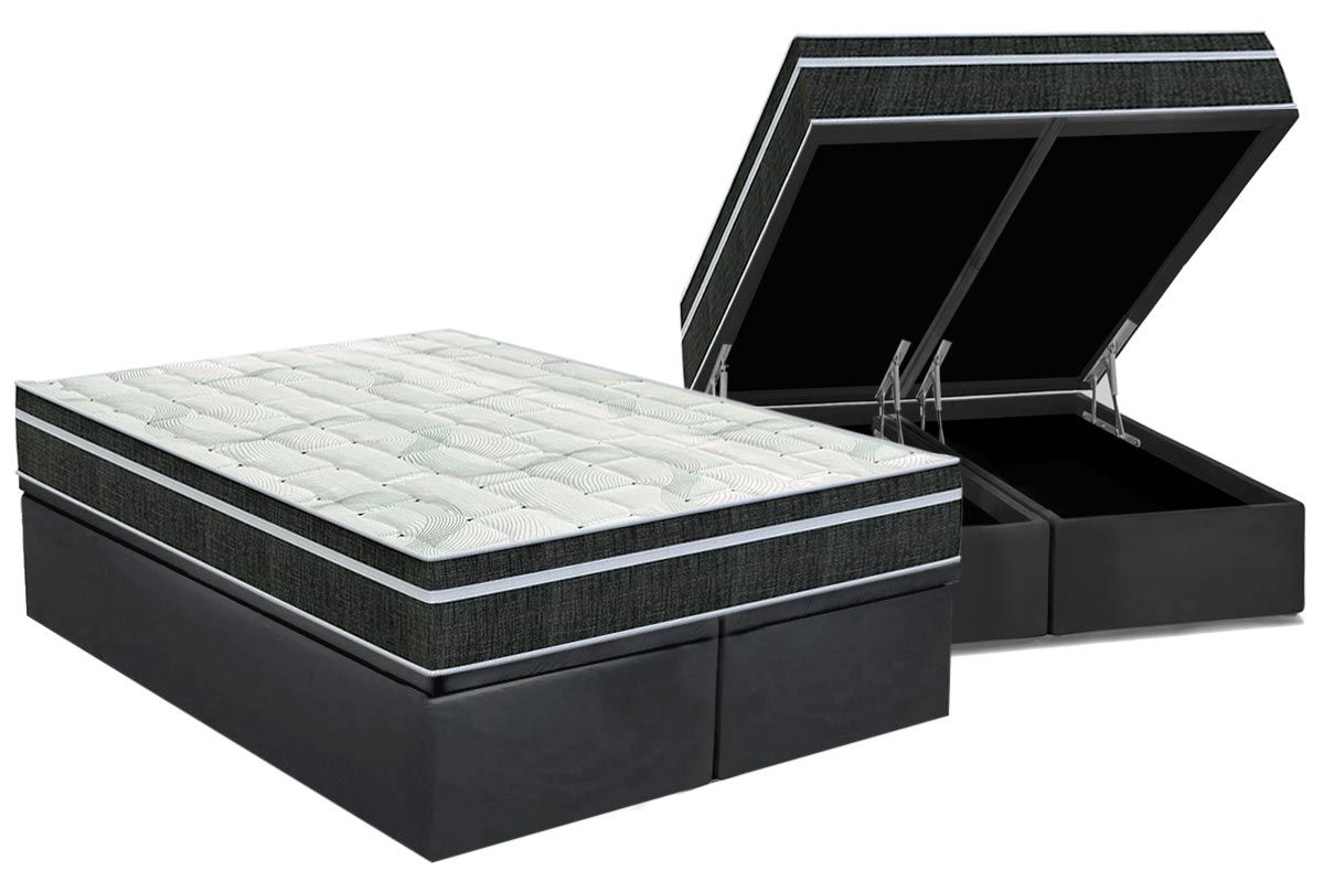 Cama Box Baú CRC +Colchão Molas Venezia Orthoflex