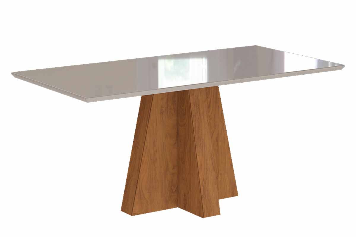 Mesa Jantar Patricia c/Tampo Madeirado c/Vidro 130X80cm Cimol