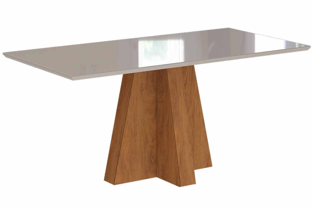Mesa Jantar Patricia c/Tampo Madeirado c/Vidro 160X80cm Cinamomo/Off White Cimol