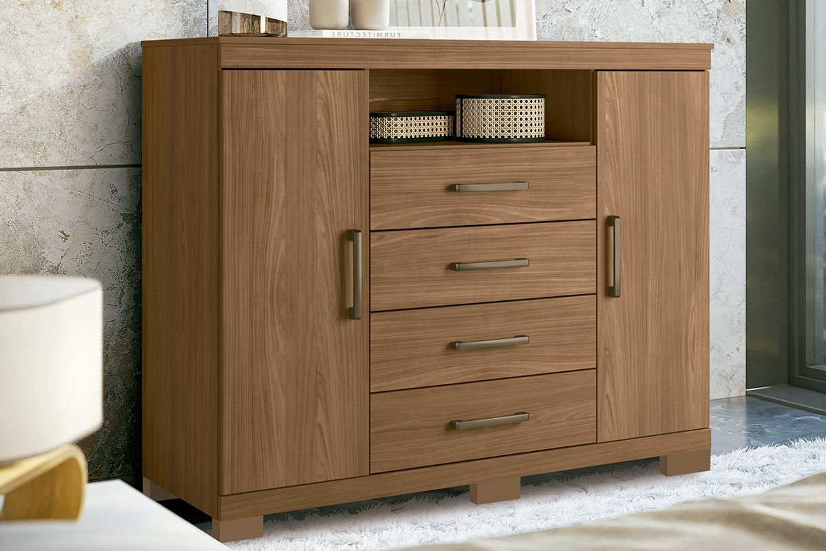 Cômoda Master c/2 Portas 4Gavs e Pés S. Andirá