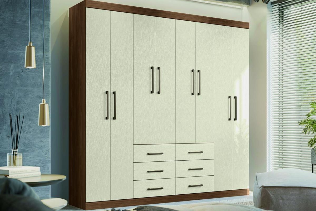 Guarda Roupa Casal 8 Portas e 6 Gavetas Liverpool 8.6 Branco S. Andirá