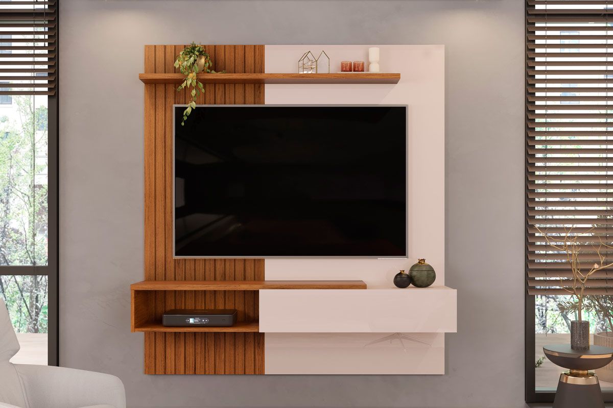 Painel Home p/ TV até 65 Pol Tito Ripado c/1 Porta 150x164cm DJ Móveis