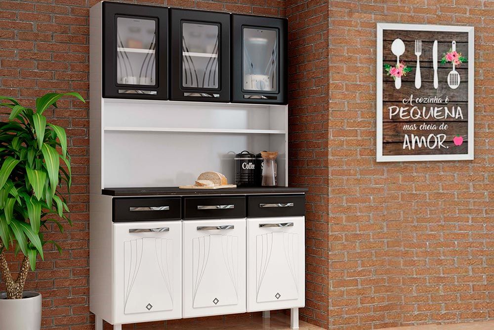 Cozinha Compacta Telasul Kit Star New Aço c/6 Portas e 3 Gavetas 120cm Branco