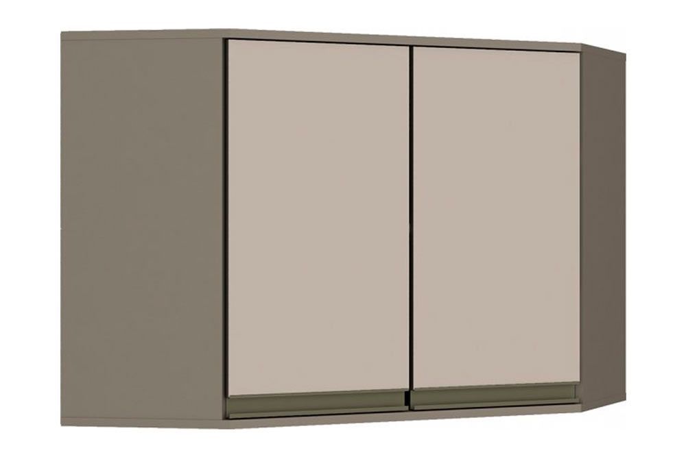 Armário Aéreo Cozinha Henn Connect Canto Oblíquo c/2 Portas 80cm Duna/Cristal