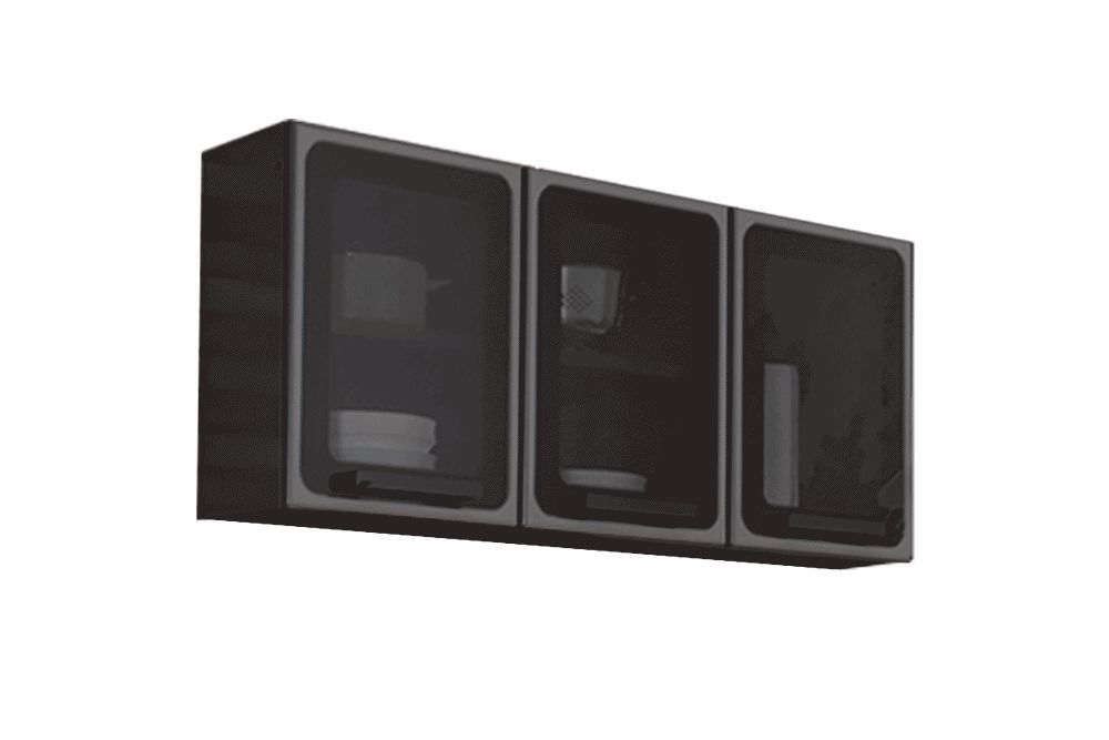 Armário Aéreo Cozinha Bertolini Estilo 7009 c/3 Portas c/Vidro 120cm