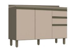 Balcão Cozinha Henn c/Tampo Connect c/3 Portas e 2 Gavetas 120cm